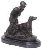 Pierre-Jules Mêne, Hunter and Hound, Patinated bronze sculpture