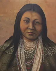 Louis ShipShee, Hattie Tom, Apache, oil on canvas-lined board