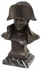 Félix Lecomte, Bust of Napoleon Bonaparte, Patinated bronze sculpture