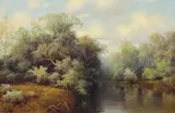 Aubrey Dale Greer, River Landscape, oil on canvas