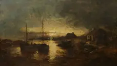 G.H. Ride, Sunset: Sketch Near Port S. Mary, Isle of Man, oil on canvas