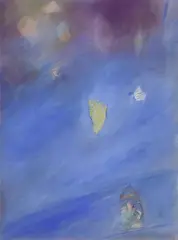 Sylvia Lark, Blue Angel, mixed media with pastel on paper