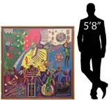 José Benítez Sánchez, Foundational Myth or Narrative Legend, Huichol Indian folk art yarn painting on board