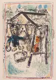 Marc [Moishe Shagal] Chagall, Le Peintre Devant le Village I (The Painter Before the Village I), lithograph in colors on Arches paper
