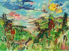 Wayne Ensrud, View of the Bay from Paul's Mill Valley Home, oil on canvas
