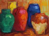 Carolyn Bridgers Reed, Jugs, oil on canvas