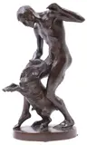 Hans Müller, Faun with a Goat, 2023, Patinated bronze figural group