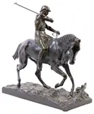 Joseph Cuvelier, Le Joueur de Polo (The Polo Player), Patinated bronze sculpture