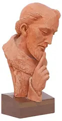 Charles Umlauf, Head of a Saint with Finger Held to Lips, Unglazed terracotta sculpture