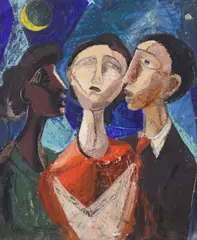Charles Umlauf, Singers Under Moonlight, gouache on board