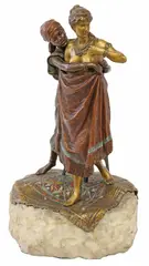 Franz Bergman, After the Bath, Orientalist cold-painted bronze erotic figural group