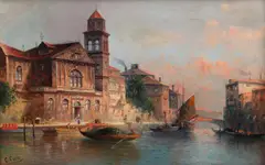 Karl Kauffmann, View of Venice, oil on canvas