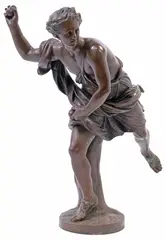 Guillaume Coustou the Elder, Hippomenes Throwing an Apple, Patinated bronze sculpture