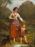Edward John Cobbett, Off to the Market, oil on canvas