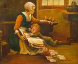 Francois de Jongh, Storytime, oil on canvas