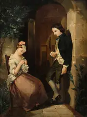 Frank Stone, The Bashful Lover and Maiden Coy, oil on canvas