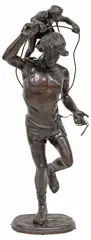 Monkey and Performer by Albert-Ernest Carrier-Belleuse, Large patinated bronze sculpture, sold May 2026