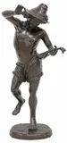 Albert-Ernest Carrier-Belleuse, The Lute Player, Large patinated bronze sculpture
