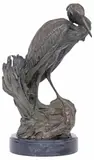 Antoine-Louis Barye, Heron on Verdigris Rocky Outcrop, Patinated bronze sculpture