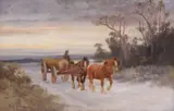 German School, Winter Landscape with Horse-Drawn Cart, German School oil on canvas