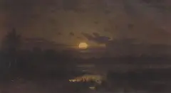 Frederick Schafer, Moonrise on the Sacramento River, Cala, oil on canvas
