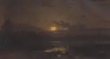 Frederick Schafer, Moonrise on the Sacramento River, Cala, oil on canvas
