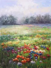 Nina Linder, Field of Flowers, oil on canvas