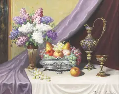 Béla Balogh, Still Life with Lilacs, oil on canvas