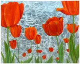 Deb Witte, Tulips in Spring, acrylic on aluminum sheet