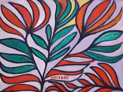 Toussaint St. Pierre, Polychrome Foliate Leaves, oil on Masonite