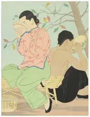 Paul Jacoulet, La Soupe aux Huitres Chinois (Chinese Oyster Soup), woodblock print on paper