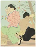 Paul Jacoulet, La Soupe aux Huitres Chinois (Chinese Oyster Soup), woodblock print on paper