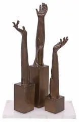 Victor Salmones, Petitions, Patinated bronze sculpture