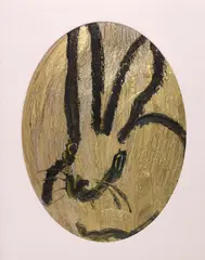 Hunt Slonem, Gold Rabbit, oil on panel