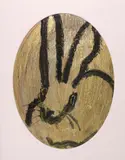 Hunt Slonem, Gold Rabbit, oil on panel