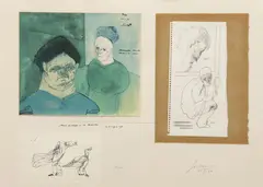 Jose Luis Cuevas, La Renaudiere, collaged prints on paper