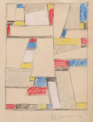 Fritz Glarner, Study for a Relational Painting, colored chalk and graphite drawing on paper