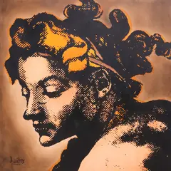 Dave Wilcox, Pop Art Portrait of a Goddess, Large framed stenciled acrylic painting on canvas