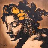 Dave Wilcox, Pop Art Portrait of a Goddess, Large framed stenciled acrylic painting on canvas