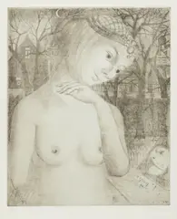 Paul Delvaux, Le Diademe (The Diadem), etching on paper