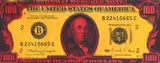 Steve Kaufman, "$100 Bill, hand-embellished silkscreen print on canvas