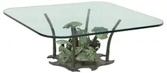 Silas Seandel, Untitled, Modern American patinated bronze glass-top coffee table