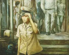 Young Woman in Uniform by Xie Jun, oil on canvas, sold May 2026