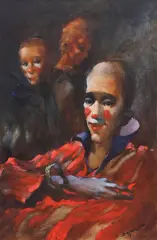Don Wright, Clowns, oil on canvas