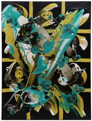 Emerald Convergence by Petronella Greer, Gallery-wrapped acrylic on canvas, sold May 2026