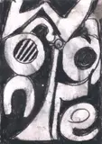 Suki Maguire, Abstract Composition (Black and White), mixed media artwork on paper