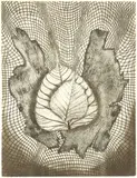 Aryeh Rothman, Composition with Leaves, aquatint on paper