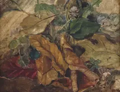 Gertrude Tonsberg, Fallen Leaves, oil on Masonite