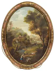 Jean-Antoine Vernet, Provincial Figures in Hillside Landscape, oil on canvas