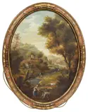 Jean-Antoine Vernet, Provincial Figures in Hillside Landscape, oil on canvas